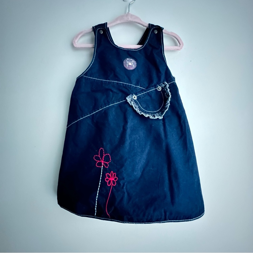 Sucre D'Orge Deep Blue Overall Dress 12 Mois
